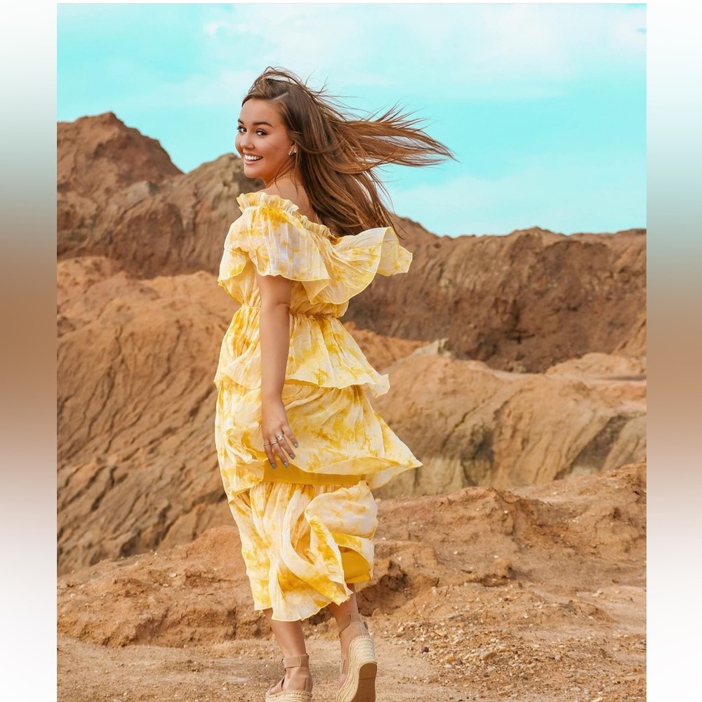 Yellow Tiered Midi Dress